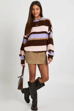 boohoo Pull tricoté oversize à triple bande brossée<Femme Pulls Et Gilets|Toutes Les Mailles
