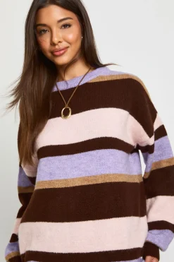 boohoo Pull tricoté oversize à triple bande brossée<Femme Pulls Et Gilets|Toutes Les Mailles