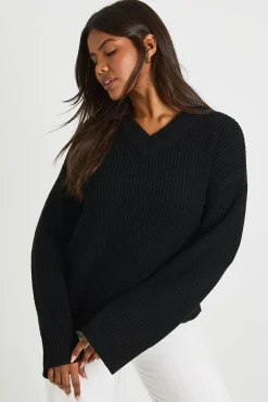 boohoo Pull tricoté épais à col en V<Femme Pulls Et Gilets|Toutes Les Mailles