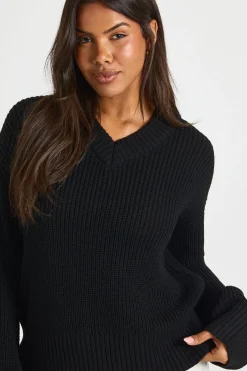 boohoo Pull tricoté épais à col en V<Femme Pulls Et Gilets|Toutes Les Mailles