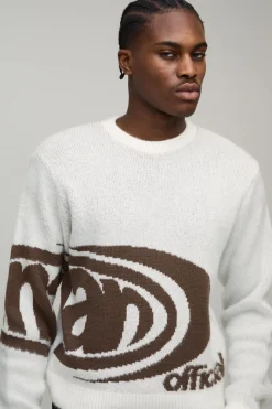 Pull tricoté pour homme Boxy en jacquard brossé