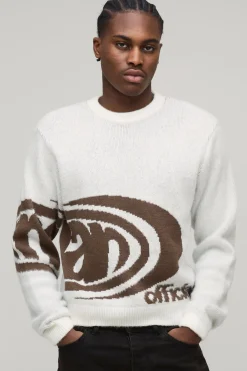 Pull tricoté pour homme Boxy en jacquard brossé