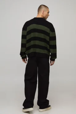 boohooMAN Pull tricoté à rayures délavées et à la coupe boxy<Homme Maille|Mailles