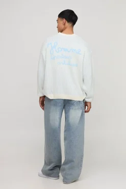 Pull tricoté surdimensionné, carré et duveteux pour homme