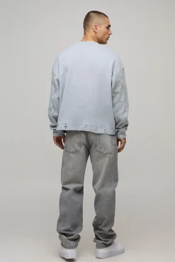 boohooMAN Pull tricoté surdimensionné à la coupe carrée, gothique et patiné<Homme Maille|Mailles