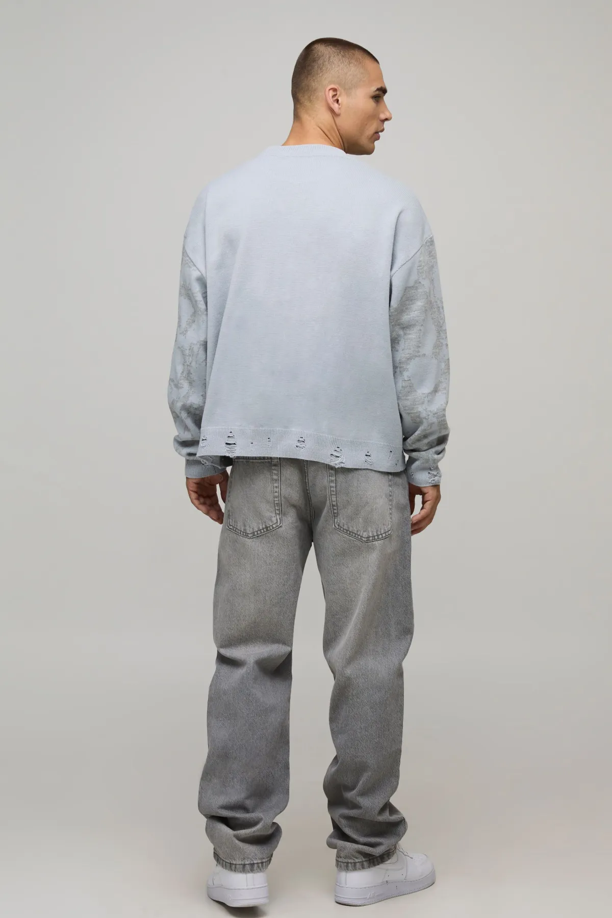 boohooMAN Pull tricoté surdimensionné à la coupe carrée, gothique et patiné<Homme Maille|Mailles