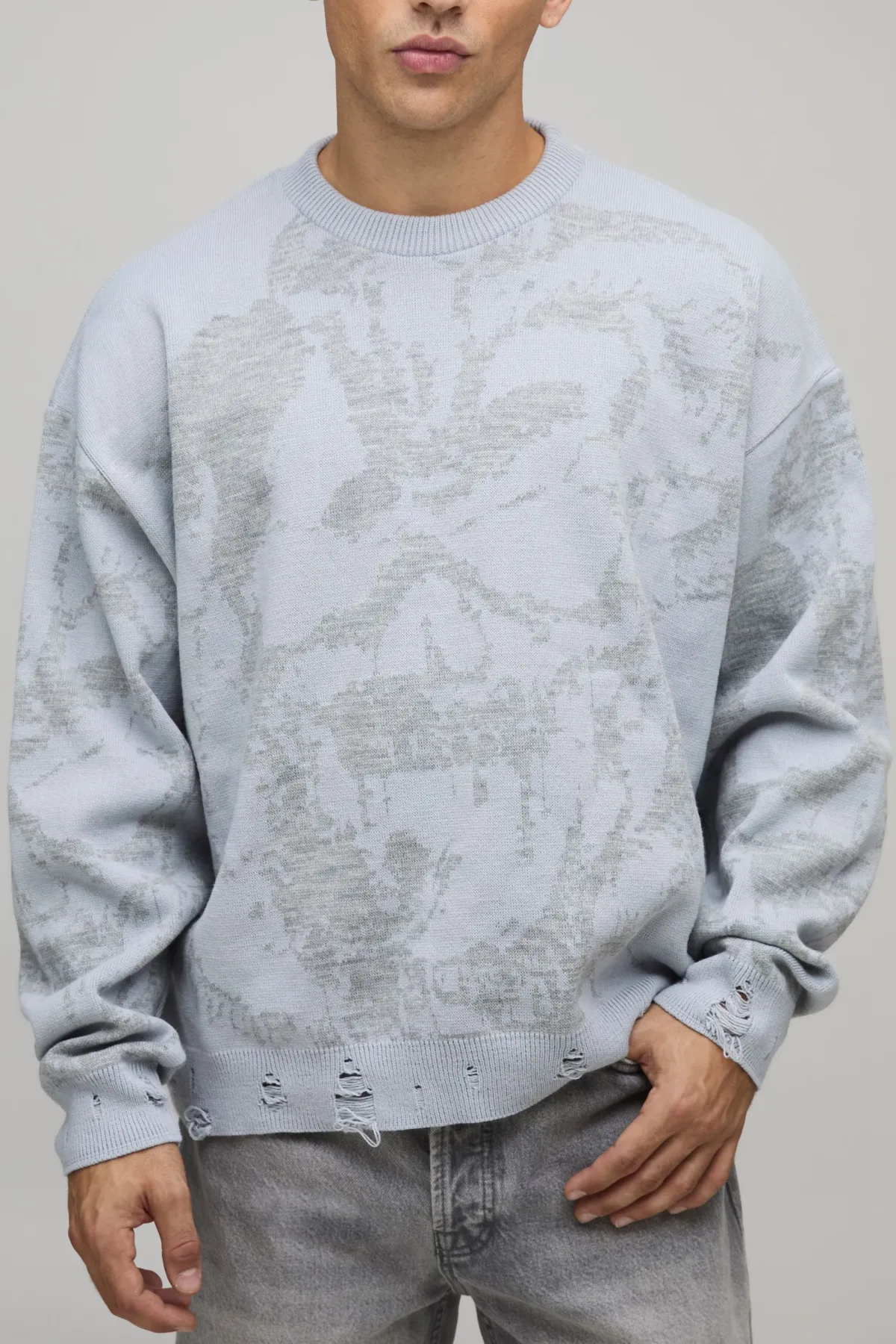 boohooMAN Pull tricoté surdimensionné à la coupe carrée, gothique et patiné<Homme Maille|Mailles