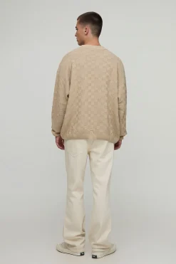 boohooMAN Pull tricoté surdimensionné à point géométrique<Homme Maille|Mailles