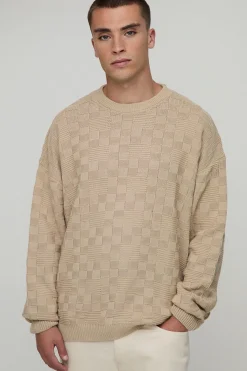 boohooMAN Pull tricoté surdimensionné à point géométrique<Homme Maille|Mailles