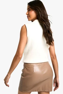 boohoo Pu Mini Jupe en synthétique à Emmanchure Fendue<Femme Jupes|Jupes