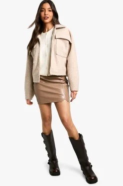 boohoo Pu Mini Jupe en synthétique à Emmanchure Fendue<Femme Jupes|Jupes