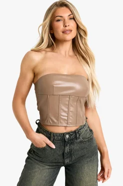 Pu Seam Detail Bandeau Top