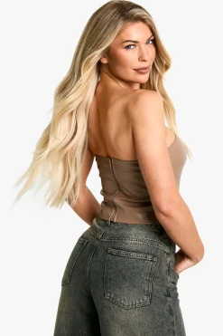 Pu Seam Detail Bandeau Top