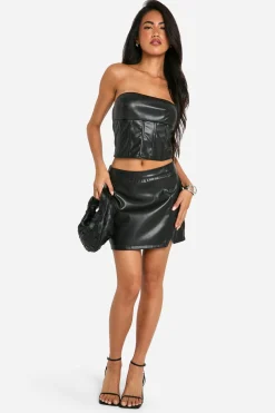 Pu Seam Detail Bandeau Top