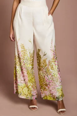 (qm) Pantalon Petite À Jambes Larges Avec Imprimé Placé