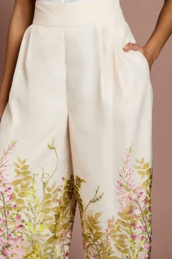 (qm) Pantalon Petite À Jambes Larges Avec Imprimé Placé