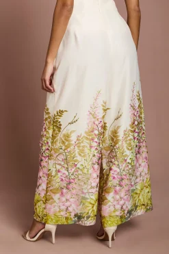 (qm) Pantalon Petite À Jambes Larges Avec Imprimé Placé