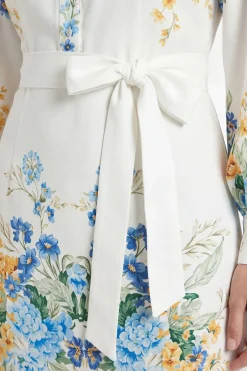 (q) Robe Chemise Longue À Imprimé Floral Placé Wallis