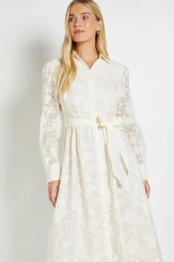 (q) Robe Midi En Organza Fleuri Avec Ceinture Petite