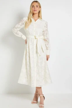 (q) Robe Midi En Organza Fleuri Avec Ceinture Petite