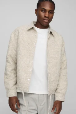Regular Bungee Hem Boucle Overshirt
