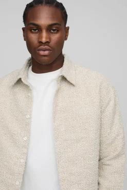 Regular Bungee Hem Boucle Overshirt