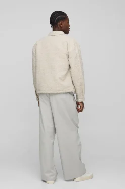 Regular Bungee Hem Boucle Overshirt