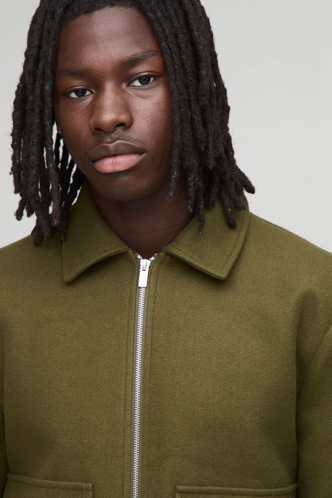 Regular Fit Melton Zip Through Harrington Jacket