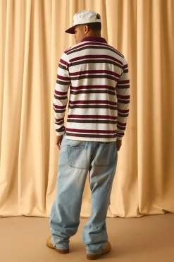 Regular Man Polo à rayures brodées