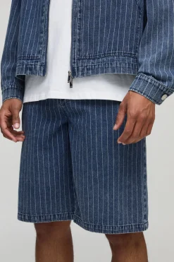 Regular Pinstripe Indigo Denim Jorts