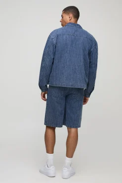Regular Pinstripe Indigo Denim Jorts
