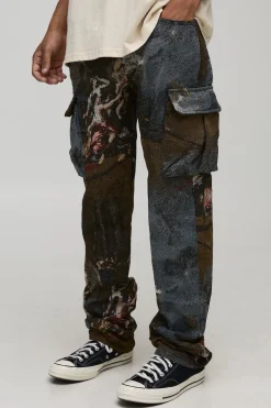 boohooMAN Renaissance Angelic Cargo Flare droit empilé<Homme Pantalons Cargo