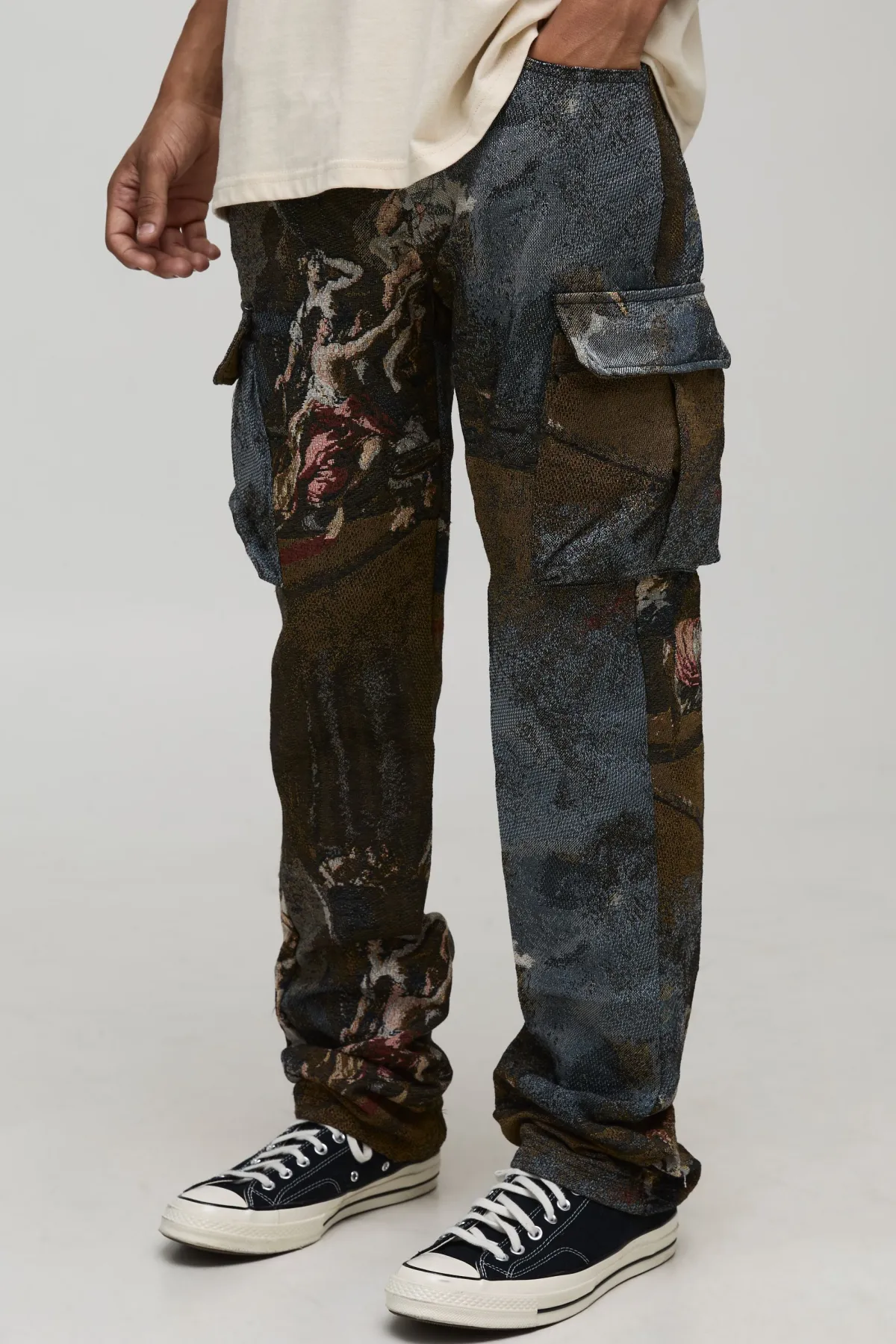 boohooMAN Renaissance Angelic Cargo Flare droit empilé<Homme Pantalons Cargo