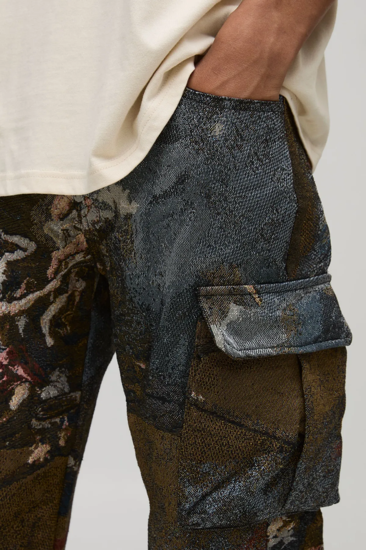 boohooMAN Renaissance Angelic Cargo Flare droit empilé<Homme Pantalons Cargo