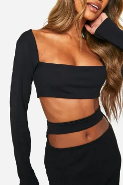 Rib Square Neck Super Crop Top