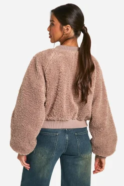 Rib Teddy Bomber Jacket