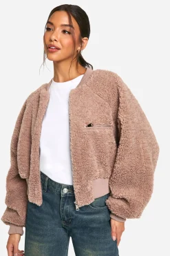 Rib Teddy Bomber Jacket