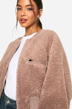 Rib Teddy Bomber Jacket