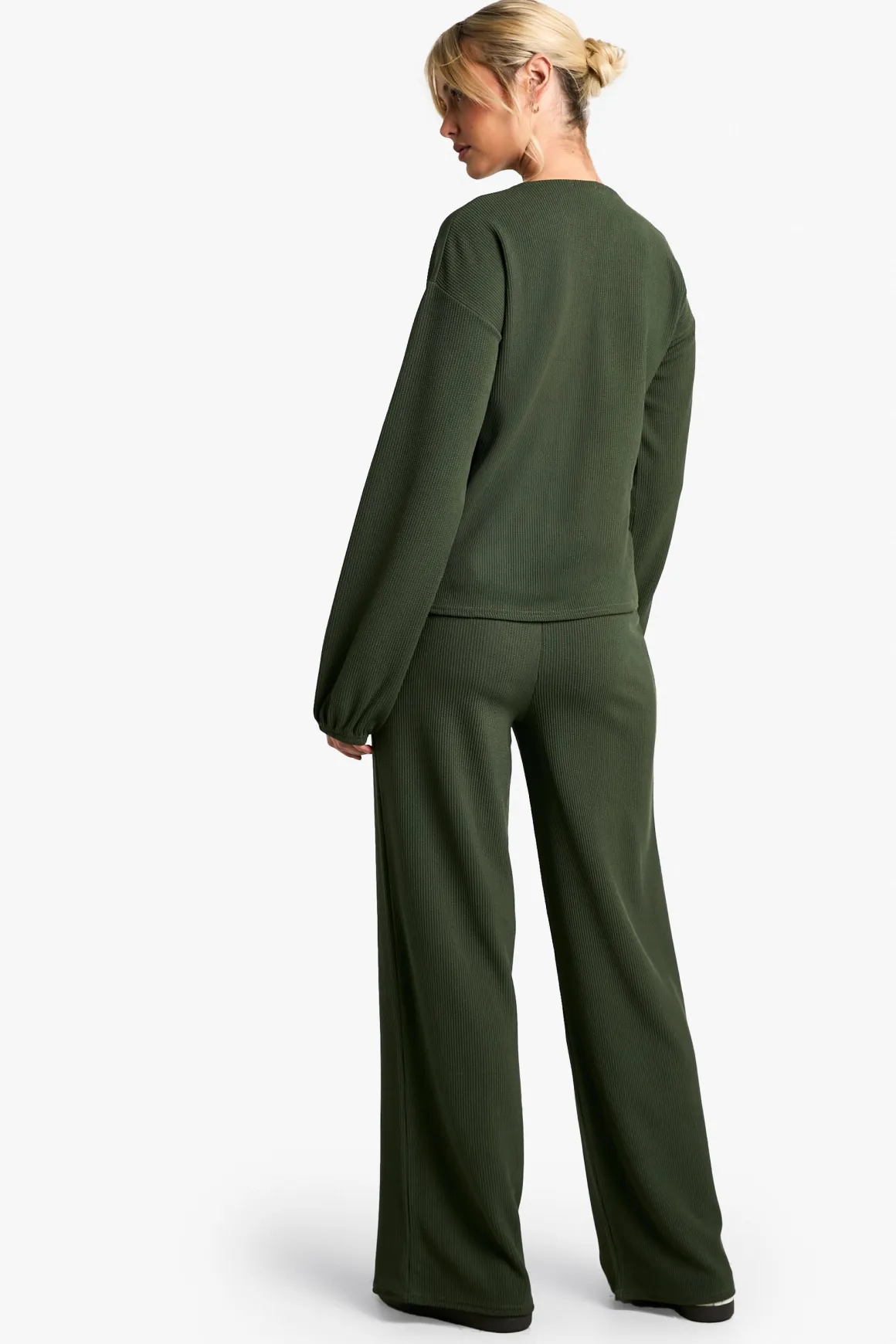 Rib Tie Front Blouse and Trouser Co-ord