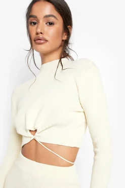 boohoo Rib Wrap Detail Knitted Set<Femme Pulls Et Gilets|Toutes Les Mailles