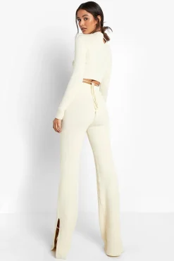 boohoo Rib Wrap Detail Knitted Set<Femme Pulls Et Gilets|Toutes Les Mailles