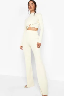 boohoo Rib Wrap Detail Knitted Set<Femme Pulls Et Gilets|Toutes Les Mailles