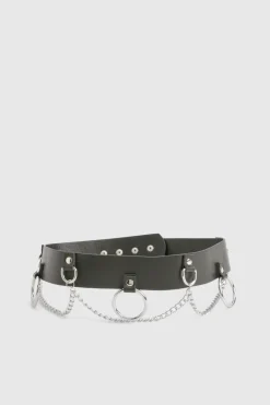 boohoo Ring & Chain Detail Waist Belt< Ceintures