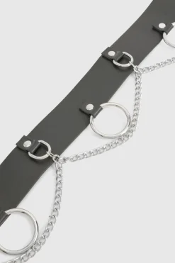 boohoo Ring & Chain Detail Waist Belt< Ceintures