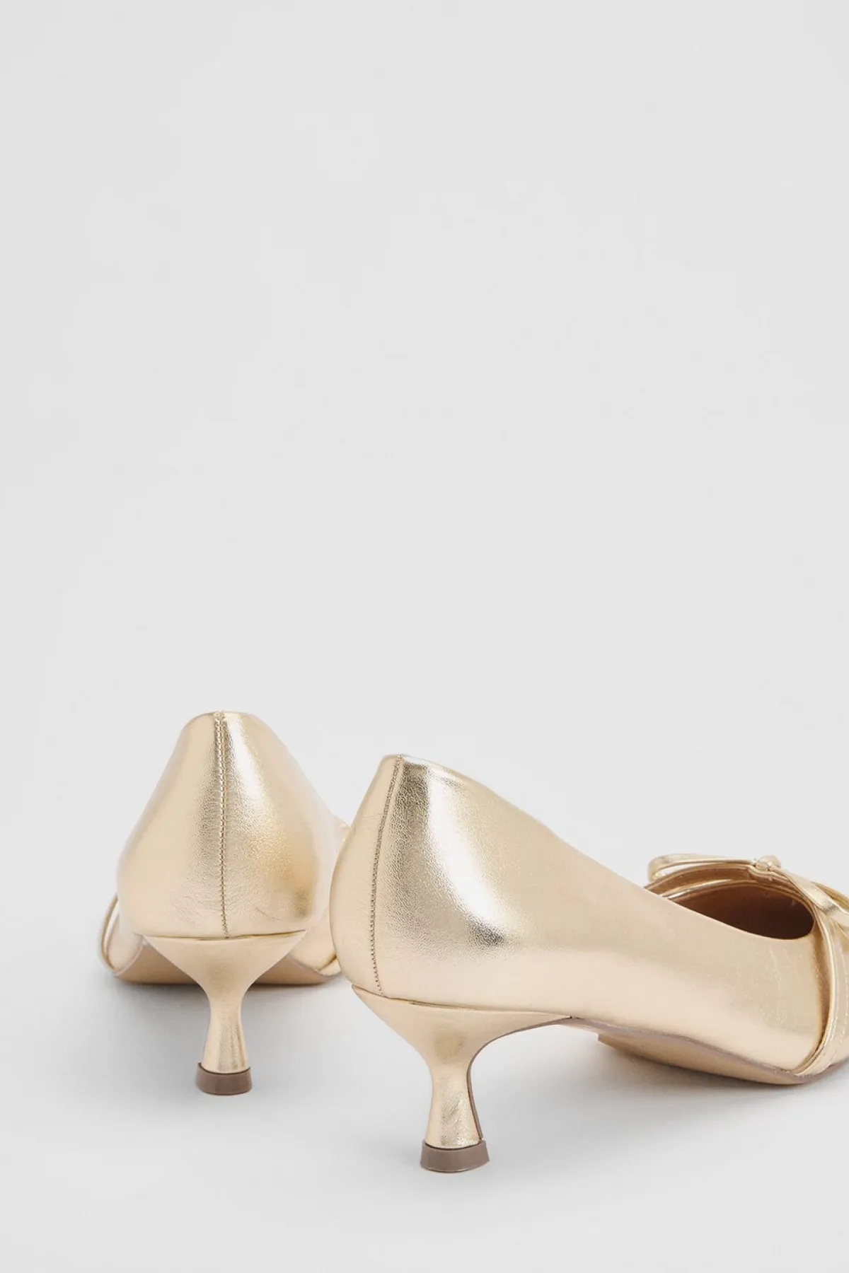 Oasis Rita Escarpins À Talon Bobine En Cuir Métallisé Synthétique Avec Double Nœud Et Bride Mary Jane< Chaussures À Talons|Chaussures Dorées