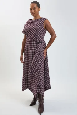 Robe Ajustée À Carreaux Grande Taille