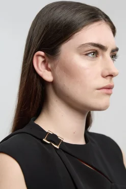 KarenMillen Robe Ajustée À Col Drapé Et Jupe Ample Polie<Femme Toutes Les Robes|Robes Mi-Longues
