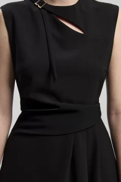 KarenMillen Robe Ajustée À Col Drapé Et Jupe Ample Polie<Femme Toutes Les Robes|Robes Mi-Longues