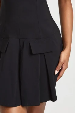Robe Ajustée À Col En V Et Jupe Patineuse En Bengaline