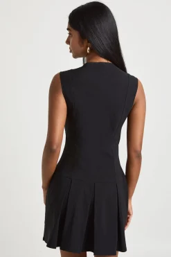 Robe Ajustée À Col En V Et Jupe Patineuse En Bengaline